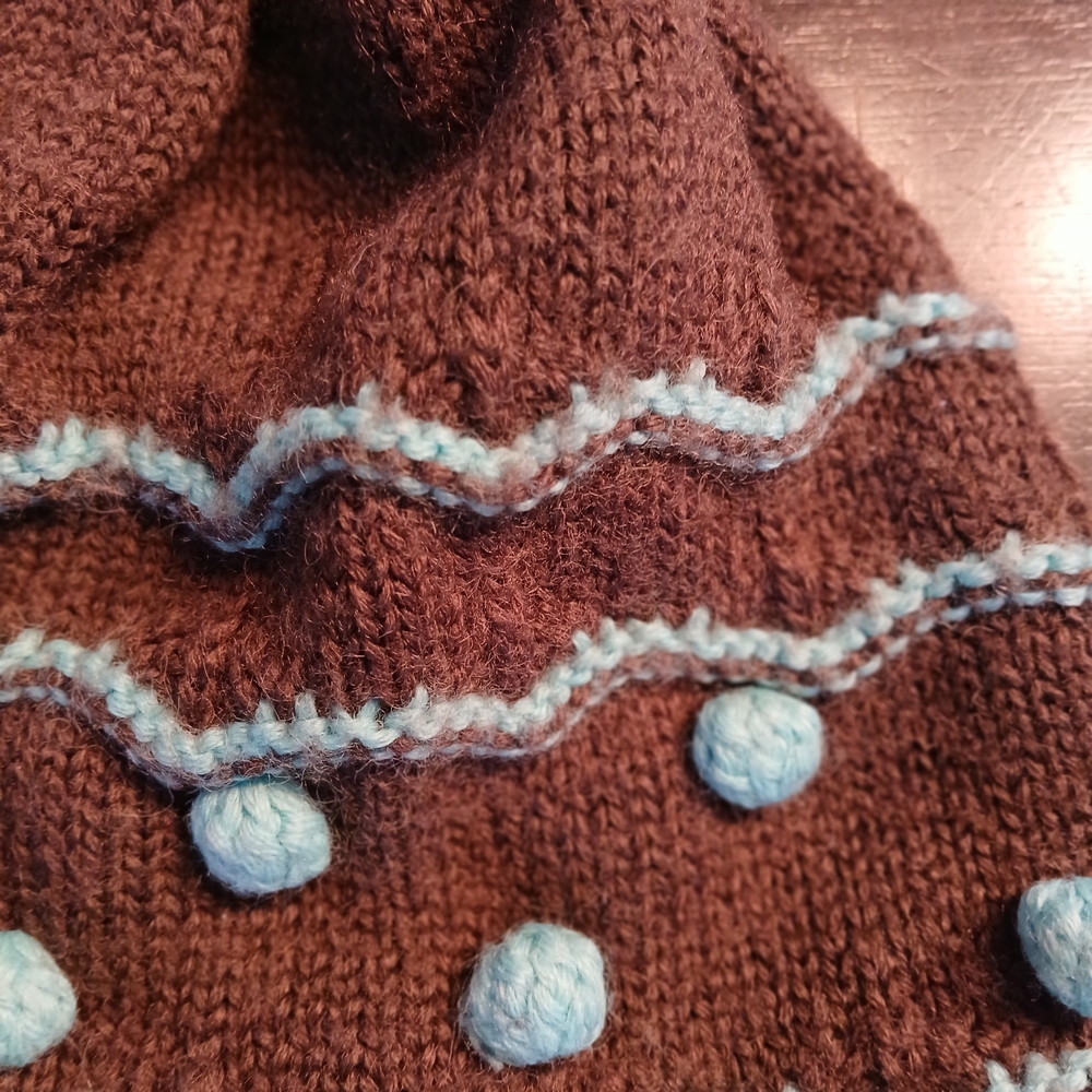 Brown and Blue Kids Knit Beanie - Picture 7 of 11